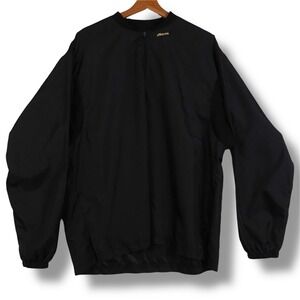 VTG Mizuno Mens Windbreaker L 42-44 Black Warm Up Baseball Golf Long Sleeve